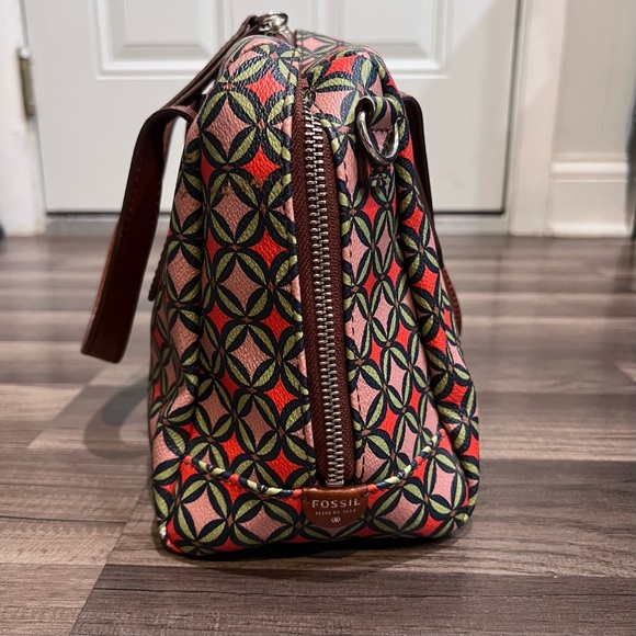 FOSSIL Sydney Signature Multi Color Geometric Patterned Satchel Handbag - Picture 4 of 9